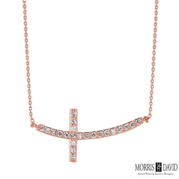 0.50 Carat Natural Diamond Cross Pendant Necklace
